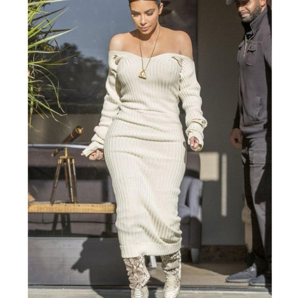 Céline Cream Ribbed Knit Top
